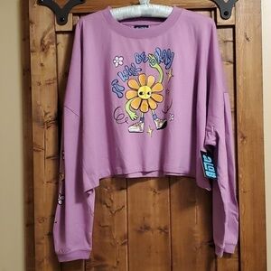 A-Lab Gayle Purple Crop Long Sleeve Tee Large